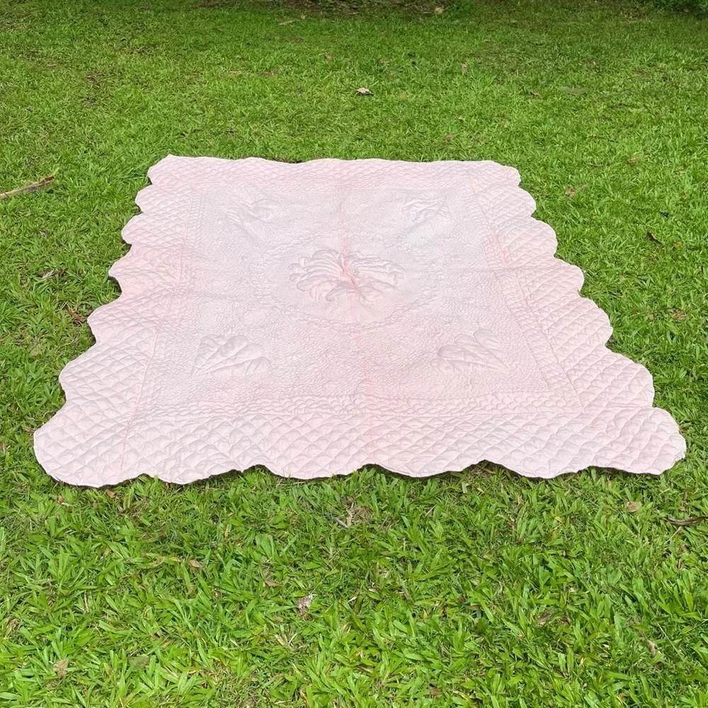 Vintage Quilt Blanket Matelasse Peach